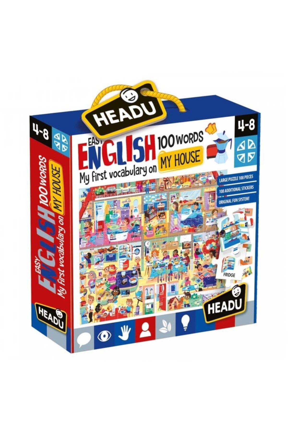Burnis Toy Toys Headu 100 Ingilizce Kelime Evim Puzzle Fırsat