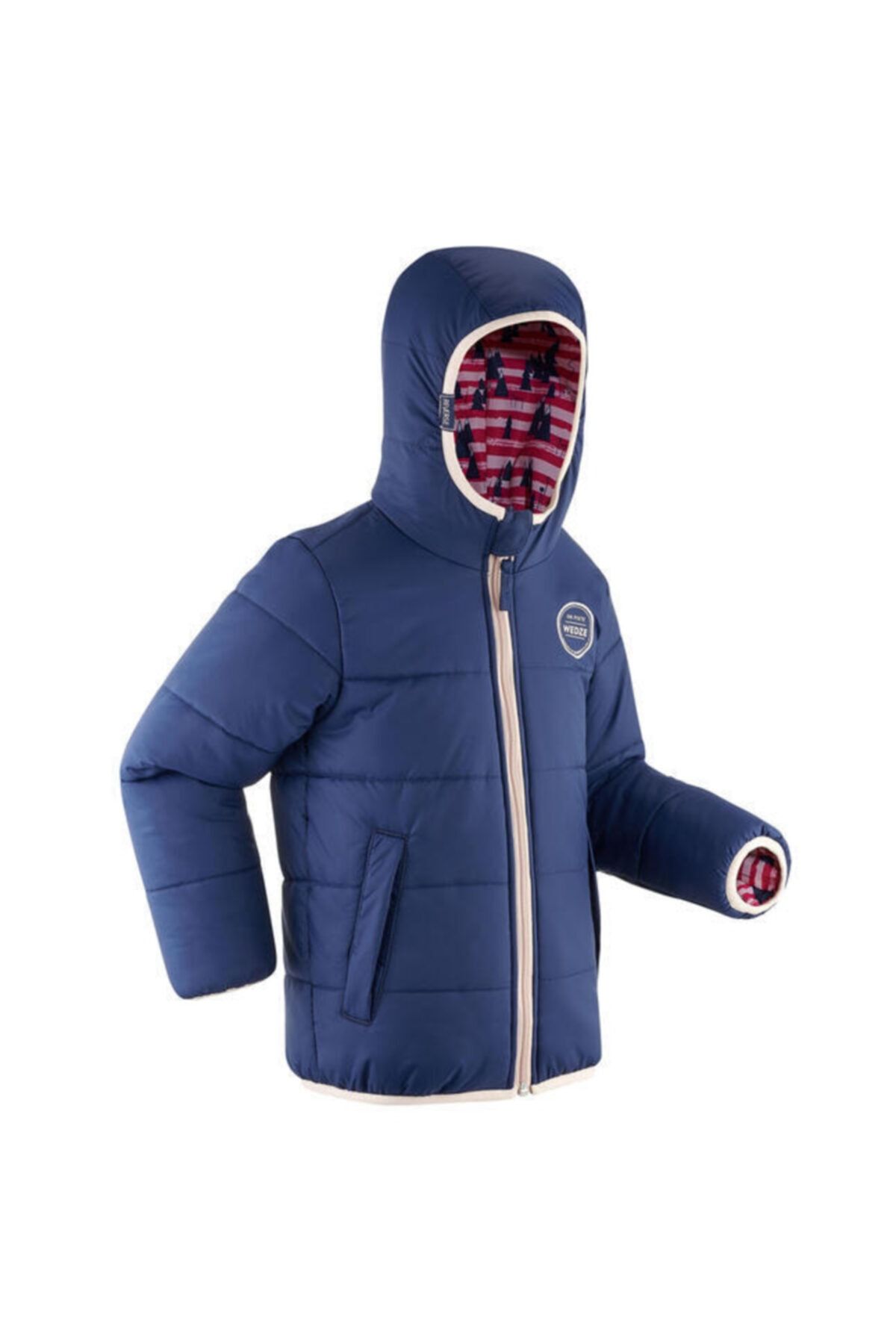 WEDZE Çocuk Kayak Montu Su Geçirmez-ısı Yalıtımlı Çift Taraflı Pembe / Mavi - 100 Warm Dgstr