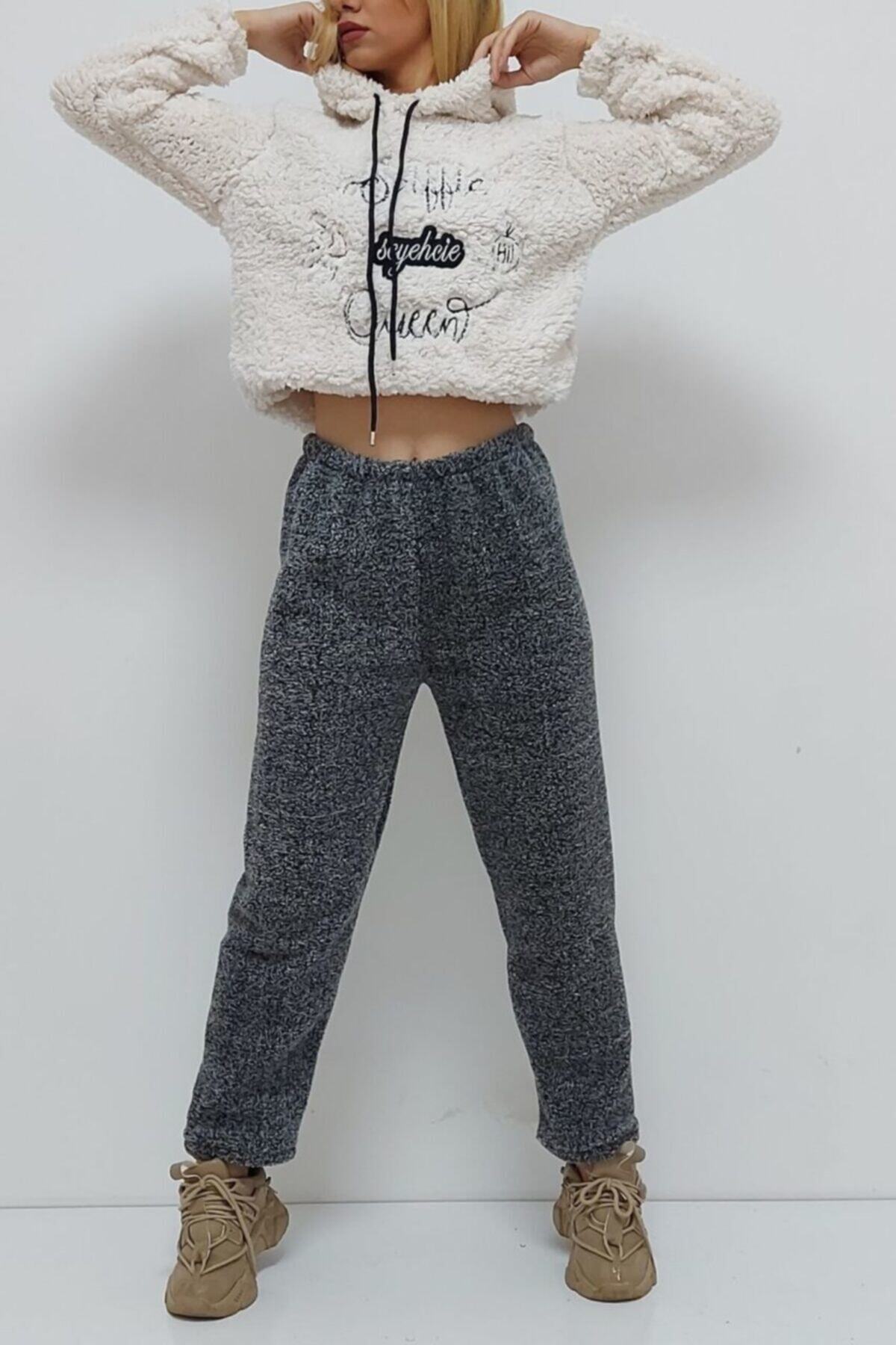 ZAVANSA Peluş Pijama Altı Gri
