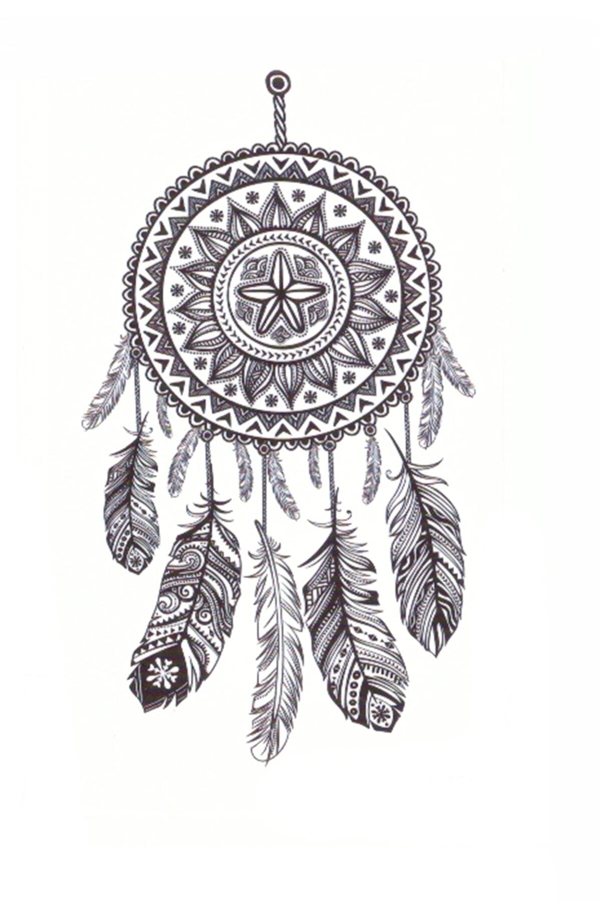 Store&Tattoo Madalyona Bağlı Tüyler Geçici Dövme Küçük Boy 10x6 cm
