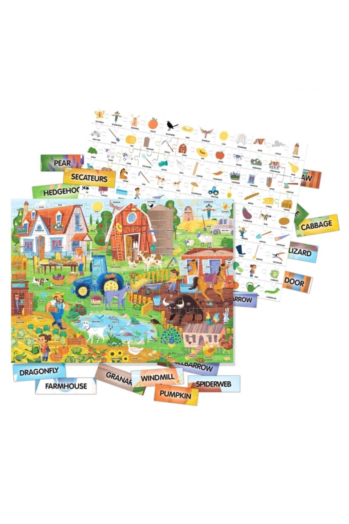 Burnis Toy Toys Headu 100 Ingilizce Kelime Çiftlik Puzzle Fırsat