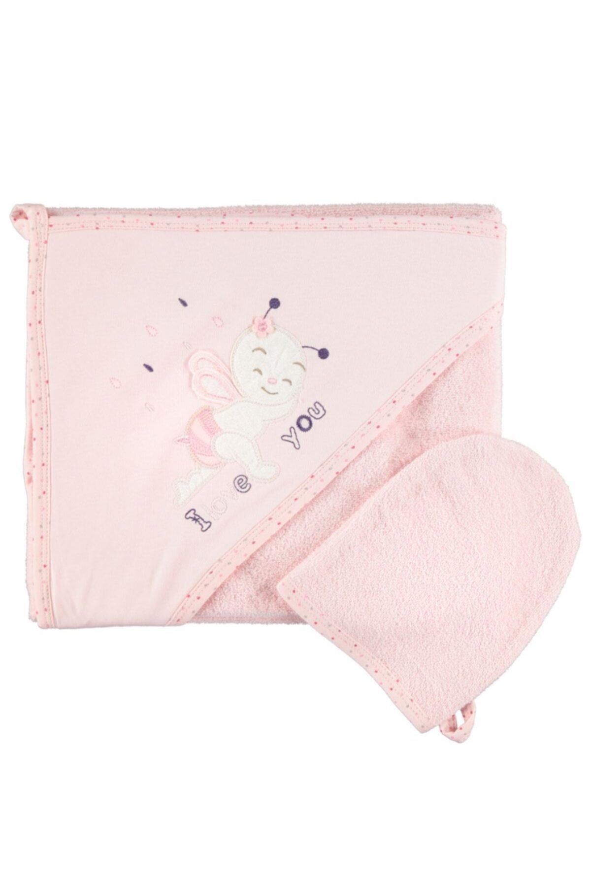 Albimini Arılı Bebek Banyo Havlusu 43189 Pembe