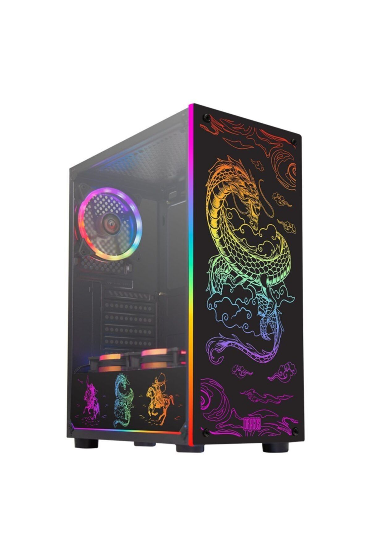 DRAGOS Chimera 3x Rgb Fan Usb 3.0 500w 80+ Plus Atx Led Panel Gaming Oyuncu Işıklı Bilgisayar Kasası