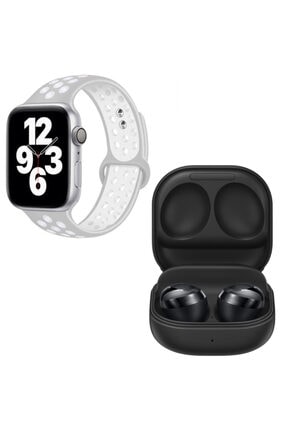MADEPAZAR Apple Watch 7 Uyumlu Nike 44 Gümüş Akıllı Saat Galaxy Buds Pro Siyah Kablosuz Bluetooth Kulaklık