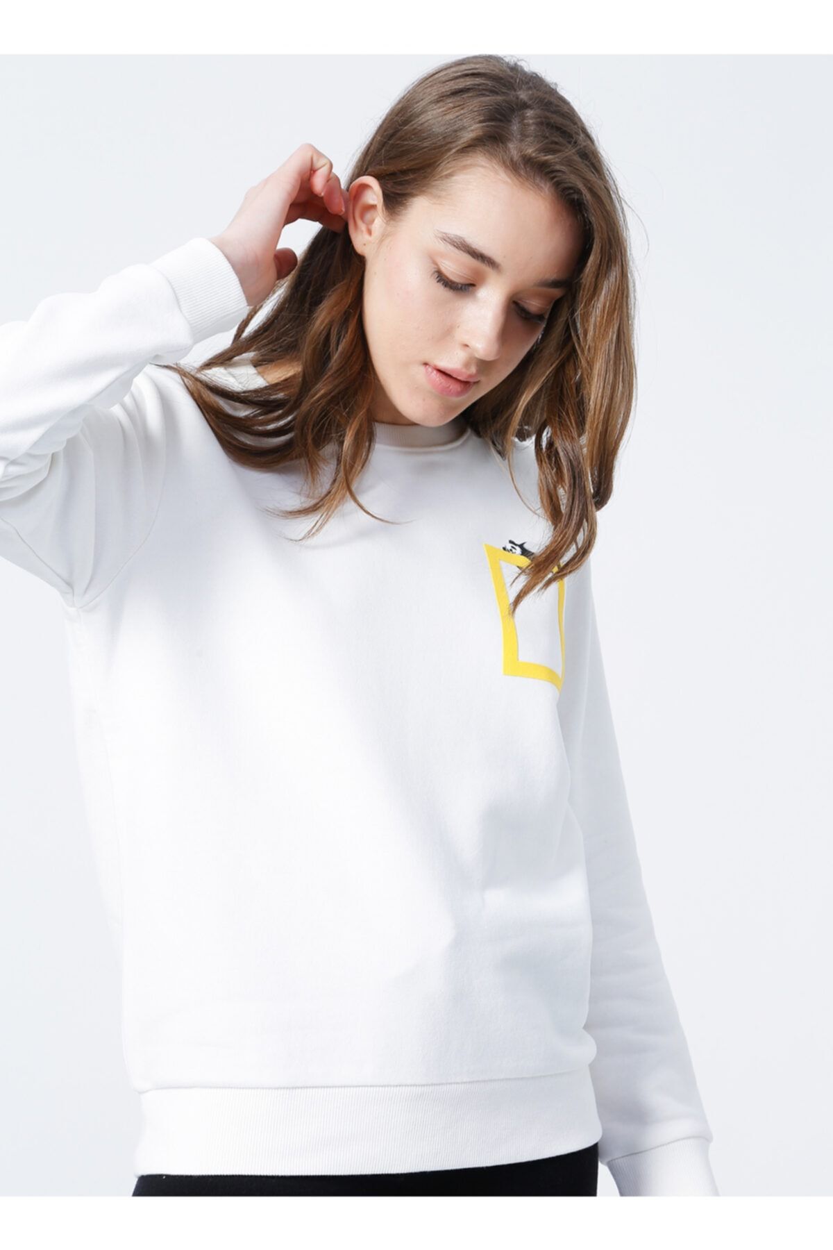NATIONAL GEOGRAPHIC Sweatshır, Xl, Beyaz