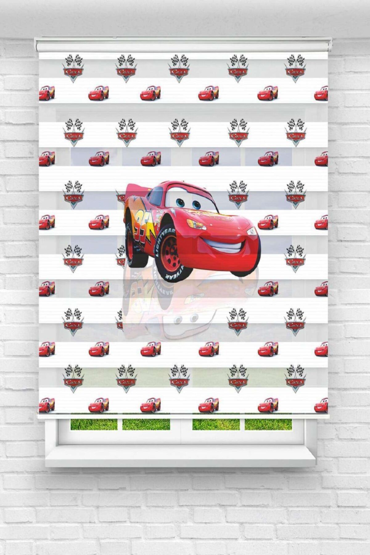 taşmin Şimşek Mcqueen Baskılı Perde - Çocuk Odası Perdesi - Stor Zebra Perde