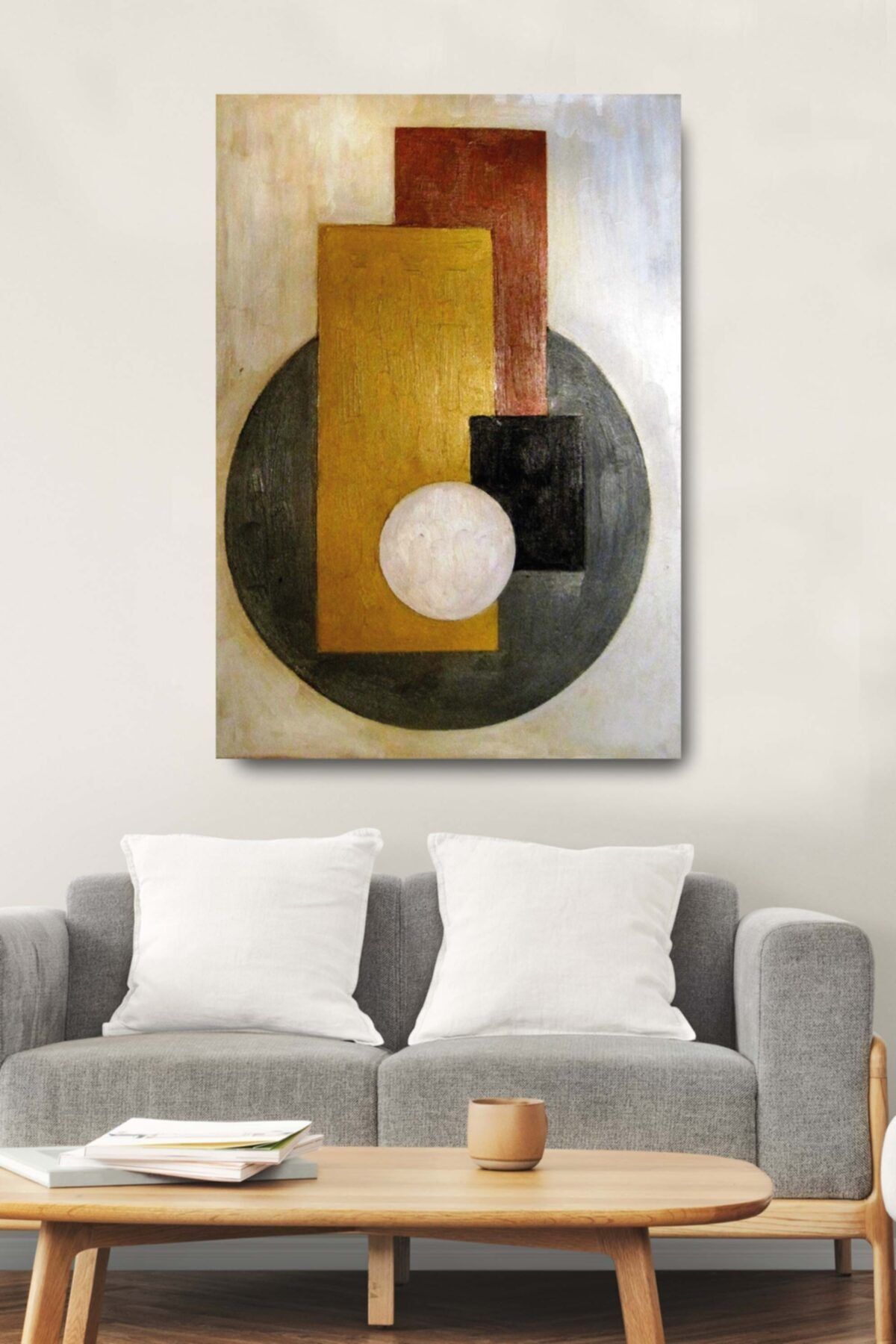 Sanat Tablo Soyut Renkli Şekiller Dekoratif Kanvas Duvar Tablosu Ev Ofis Hediyelik Tablo