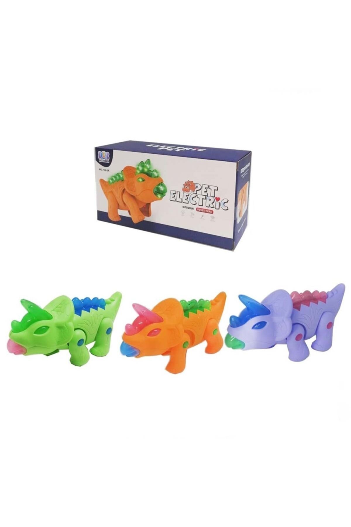 Burnis Toy Toys Işıklı Sesli Yürüyen Pilli Neşeli Boynuzlu Dinazor Fırsat