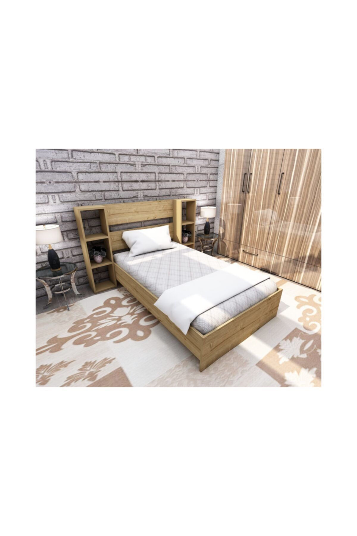 ARNETTİ Smart Tek Kişilik Karyola Safirmeşe 90x193,6x95cm Raflı Özel Tasarım Kolay Kurulum