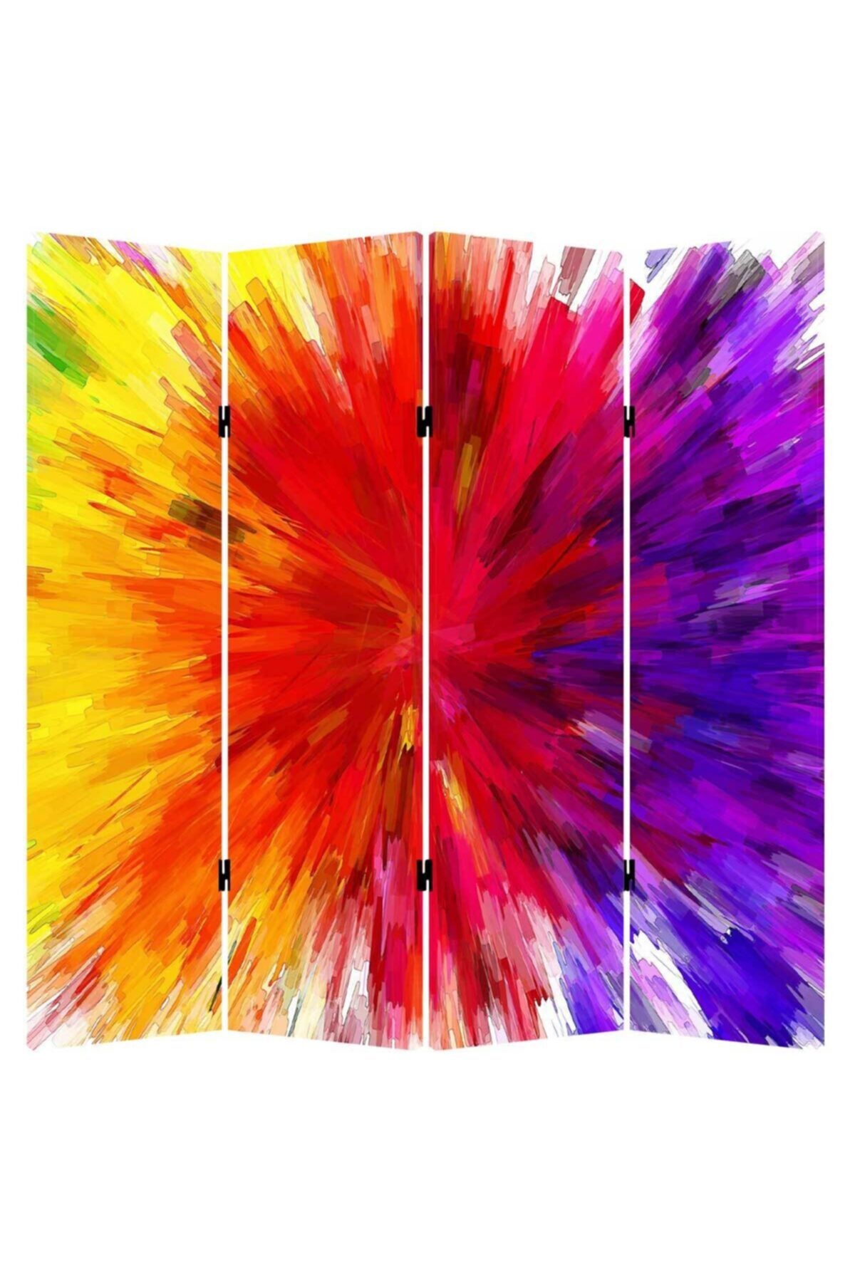 StellaStore Boyalar 4 Kanatlı Oda Bölücü Çift Taraflı Kanvas Paravan