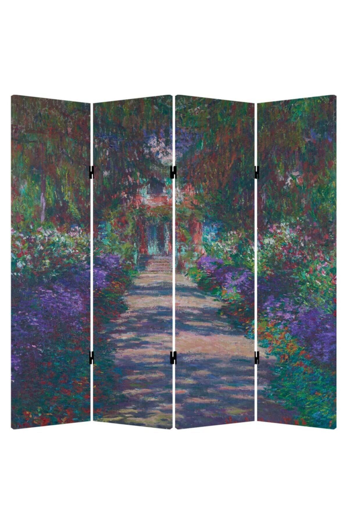 StellaStore Claude Monet 4 Kanatlı Oda Bölücü Çift Taraflı Kanvas Paravan