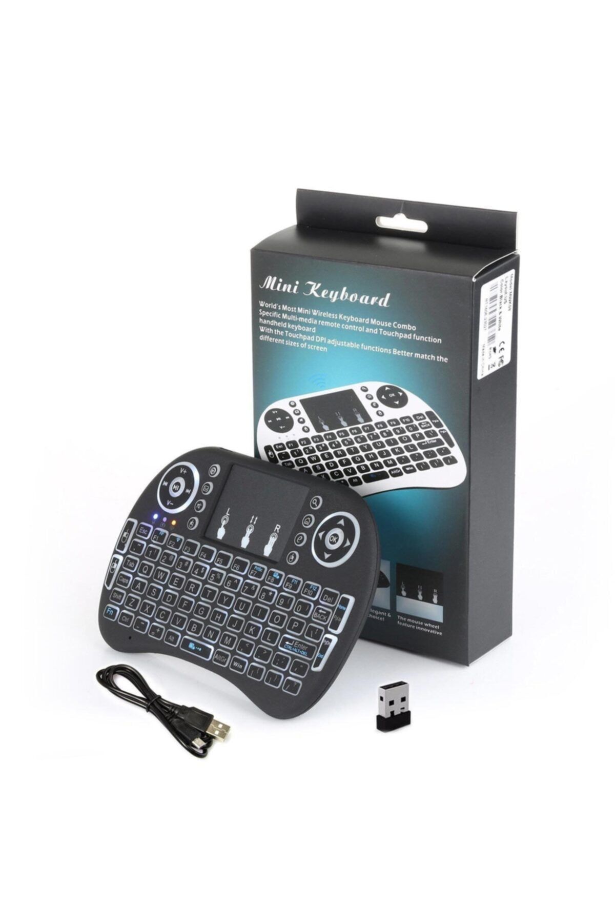 backlit Klavye Mini Kablosuz Dokunmatik Mouse Telefon/tv/pc/xbox/ps3 Smart Tv Işıklı