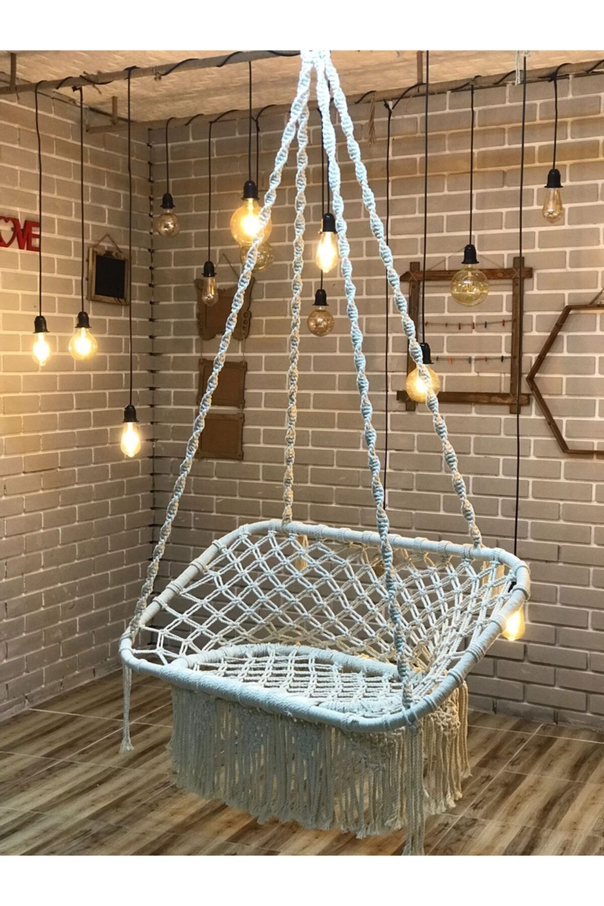OCK Garden's Hamakçılık Makrome Kare Salıncak Bahçe Balkon Salıncağı