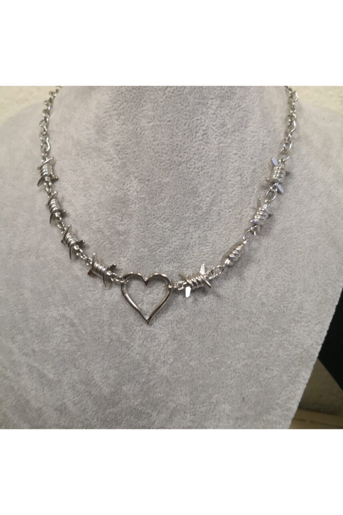 Deneme Zamanı Çoklu Dikenli Tel Kalp Choker