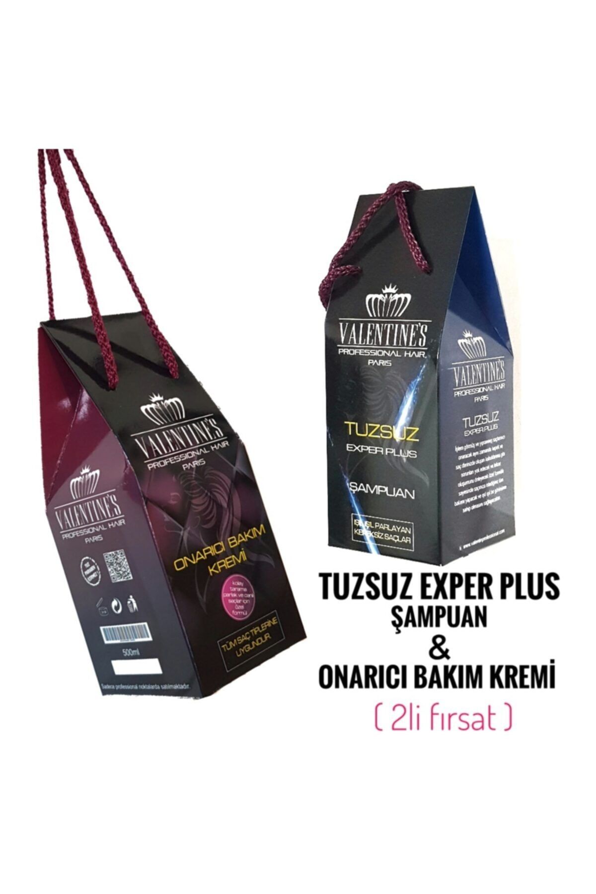 VALENTINES PROFESSIONAL Arındırıcı Tuzsuz Exper Plus Şampuan Ve Onarıcı Bakım Kremi 2li Fırsat Professıonal
