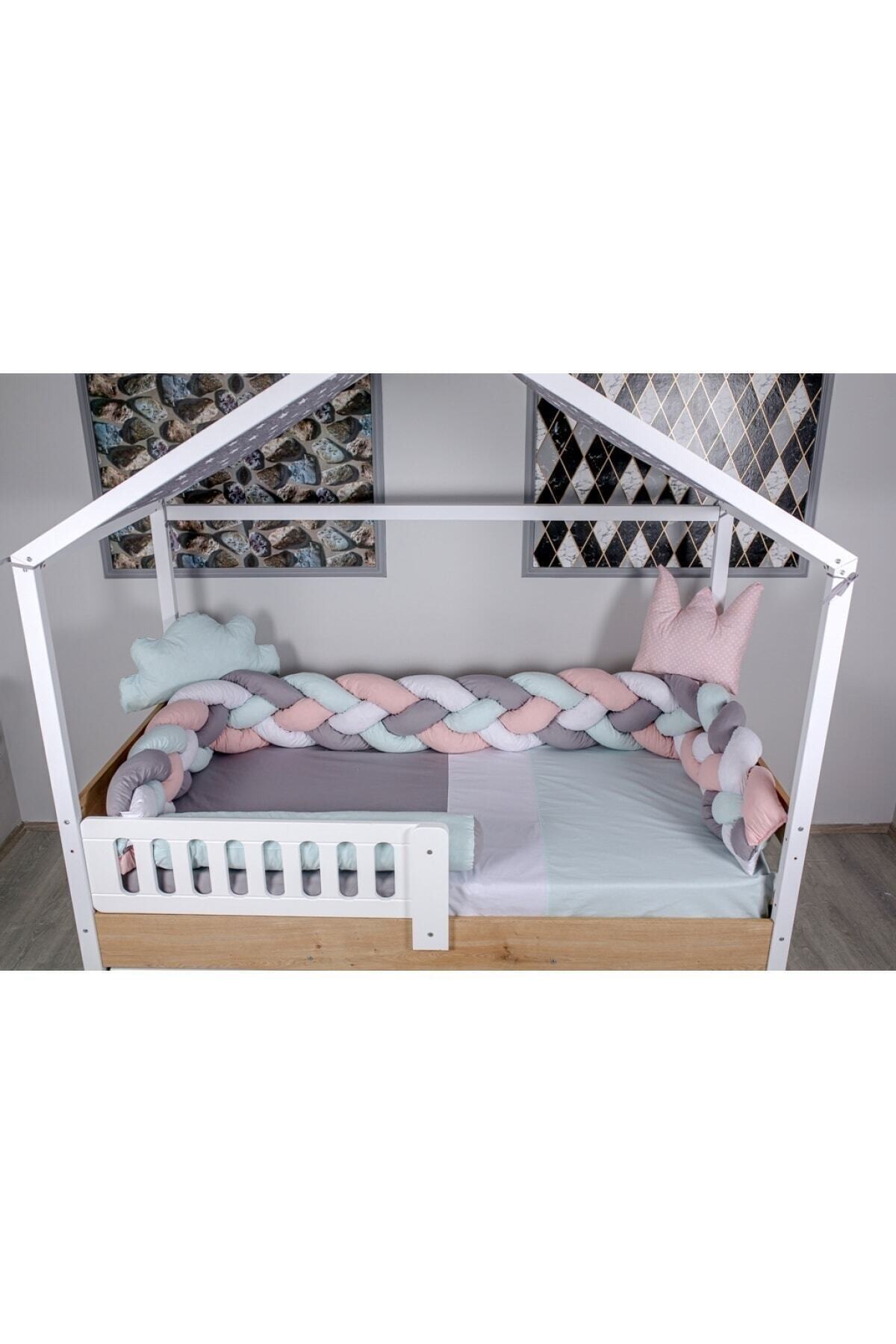 Mini Baby Örgülü Pastel Pembe Montesori Bebek Uyku Seti 90x190