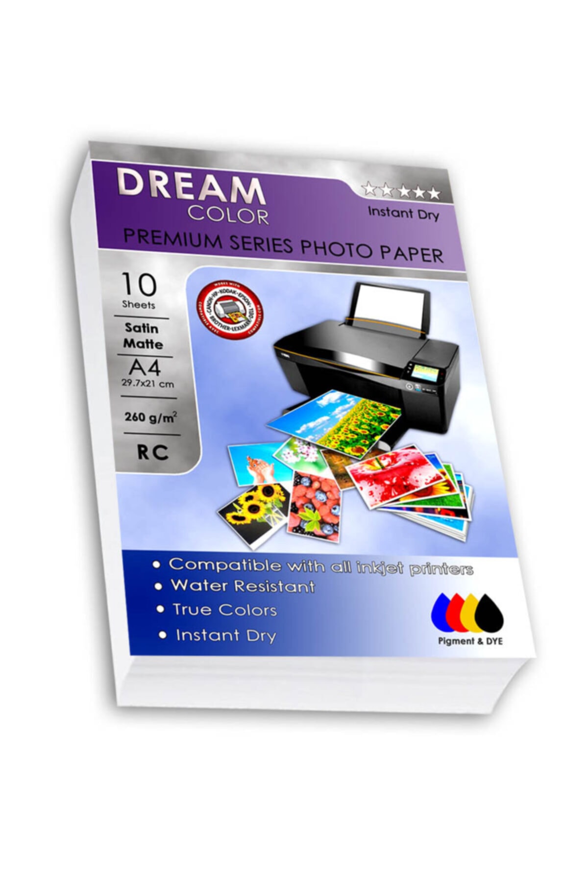 dreamcolor Epson L4260 Premium Satin Fotoğraf Kağıdı 260 Gr, A4, 10 Yaprak