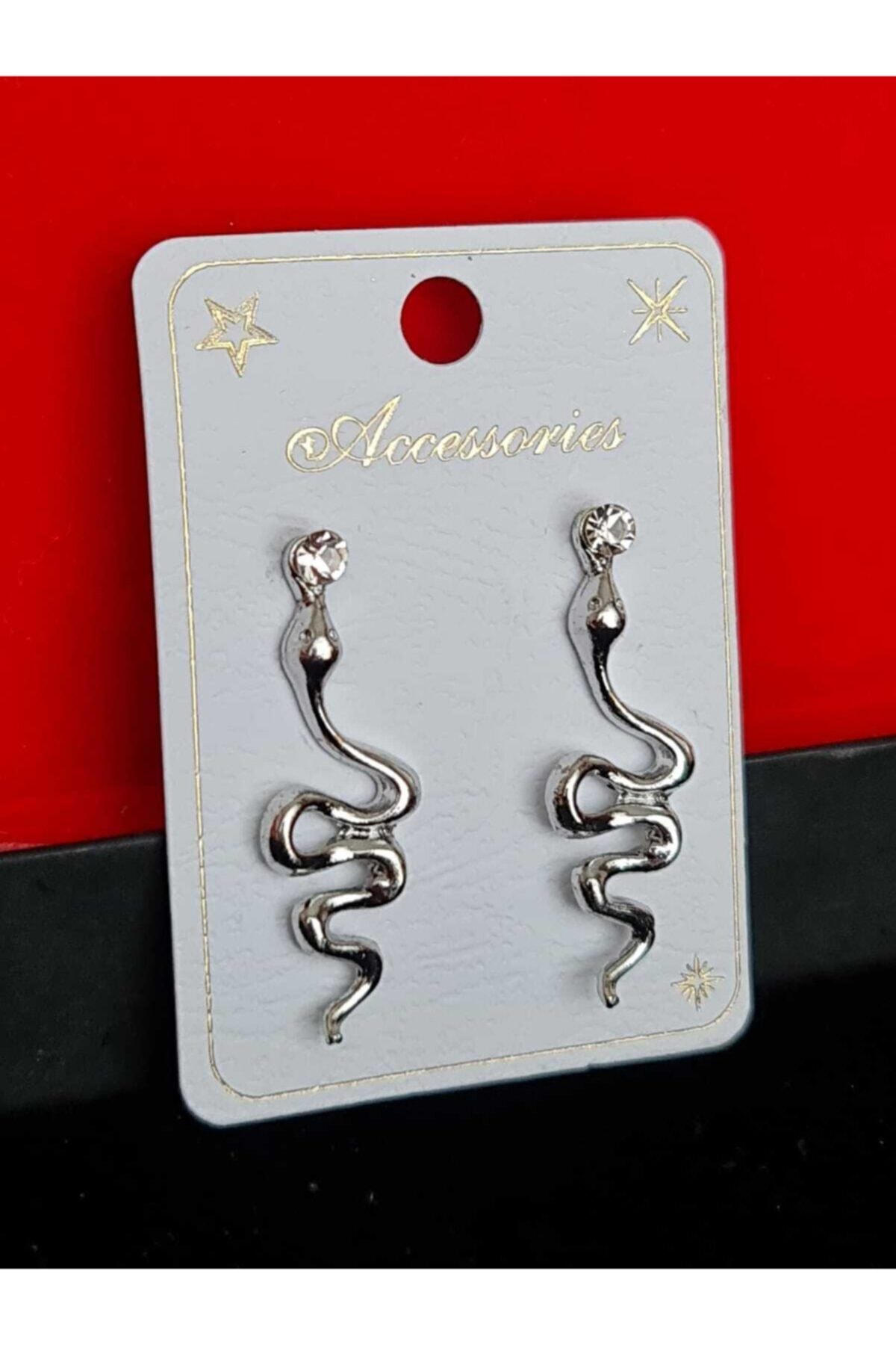 Accessories Yılan Figürlü Zirkon Taşlı Küpe