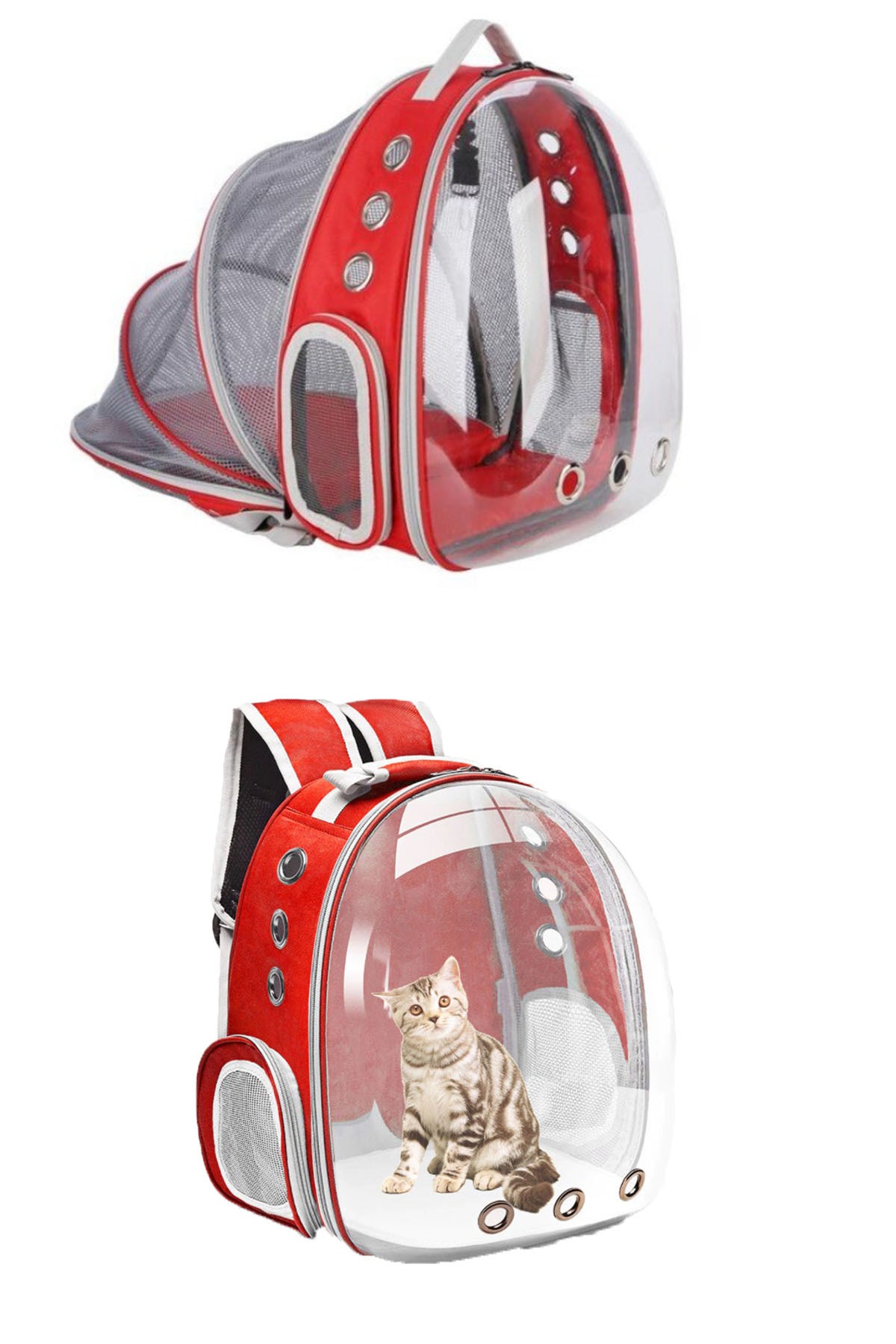 Carneil Kırmızı-fileli-astronot Uçak-vapur-otobüs Taşımacılığına Uygun Kedi Köpek Taşıma Çantası