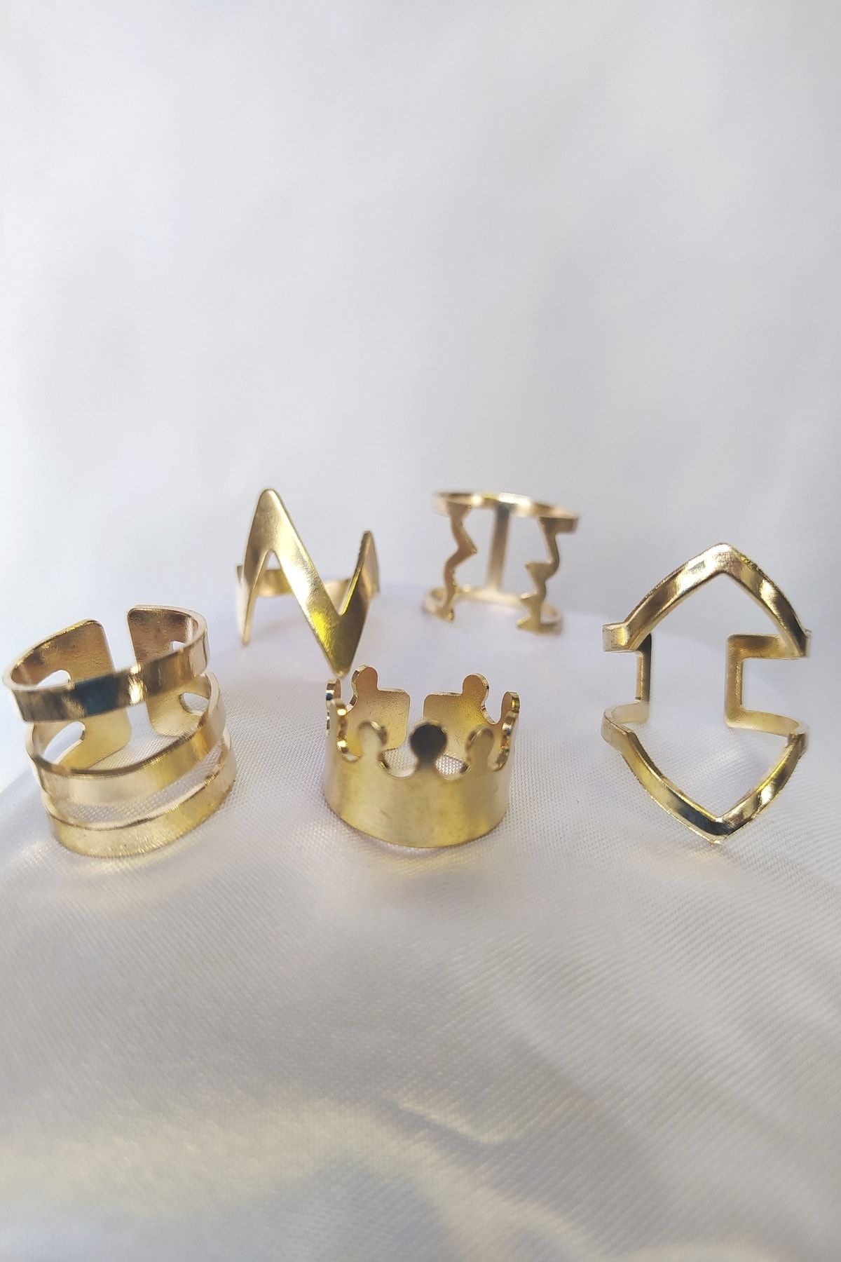 starlightORİJİNAL'S 5li Gold Renk Metal Eklem Yüzük Seti 1