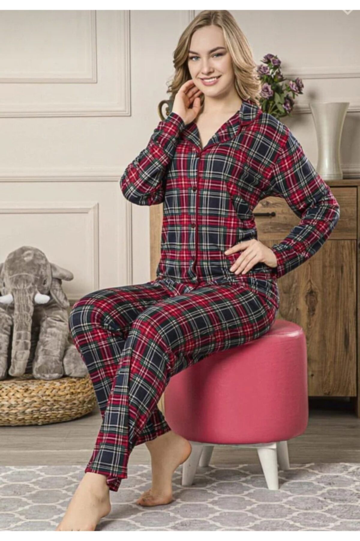 ANGELİNA Pamuklu Interlol Kışlık Kadın Pijama Takımı