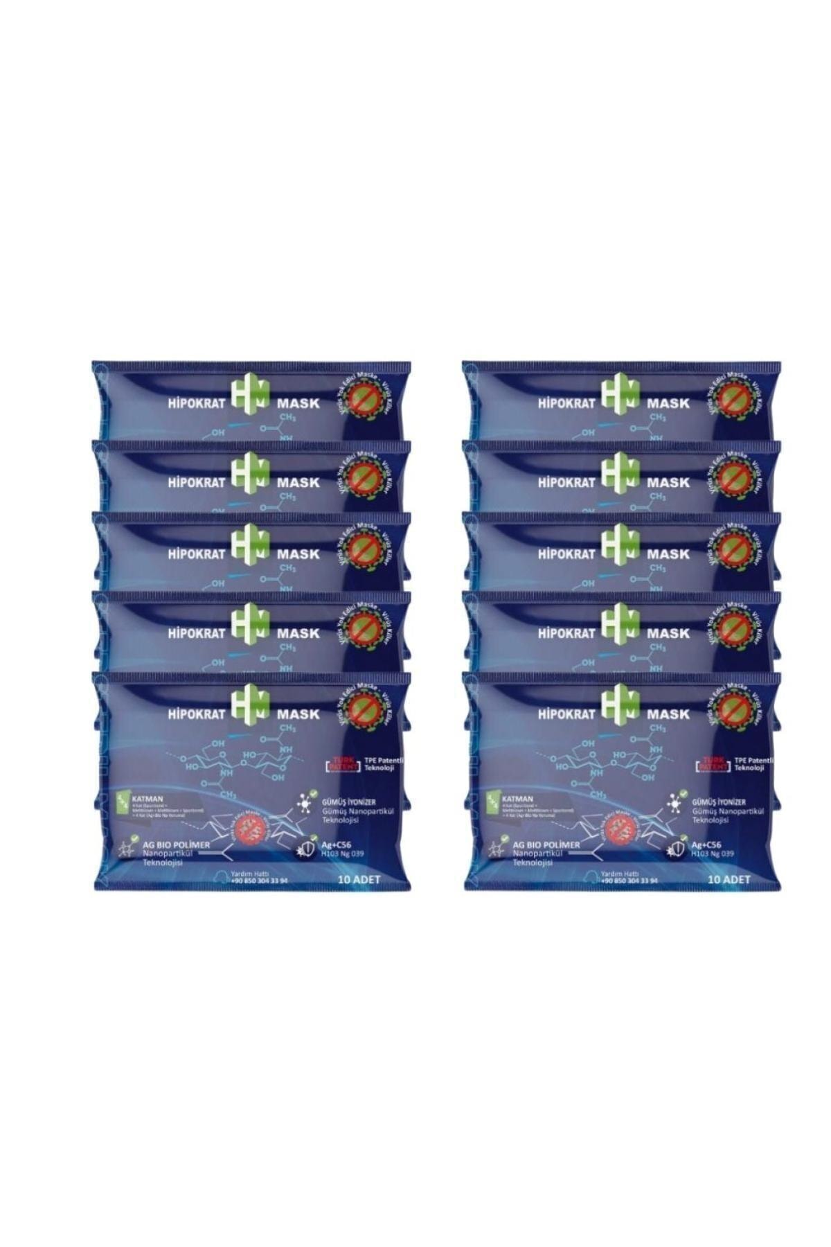 HİPOKRAT MASK Hipokrat 4+4 8 Katmanlı Antivirüs Özellikli Cerrahi Maske Avantajlı 100'lü Paket