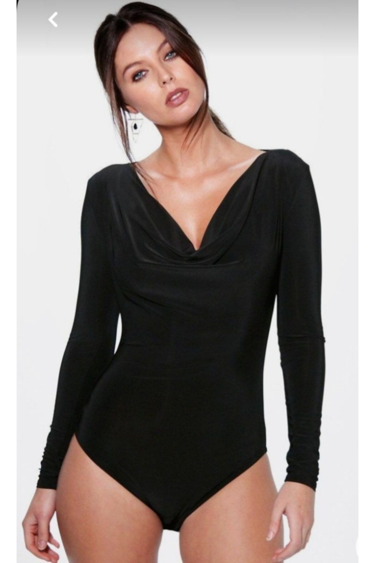 Nsb Tasarım Kadin Kadife Degaje Yaka Body Suit
