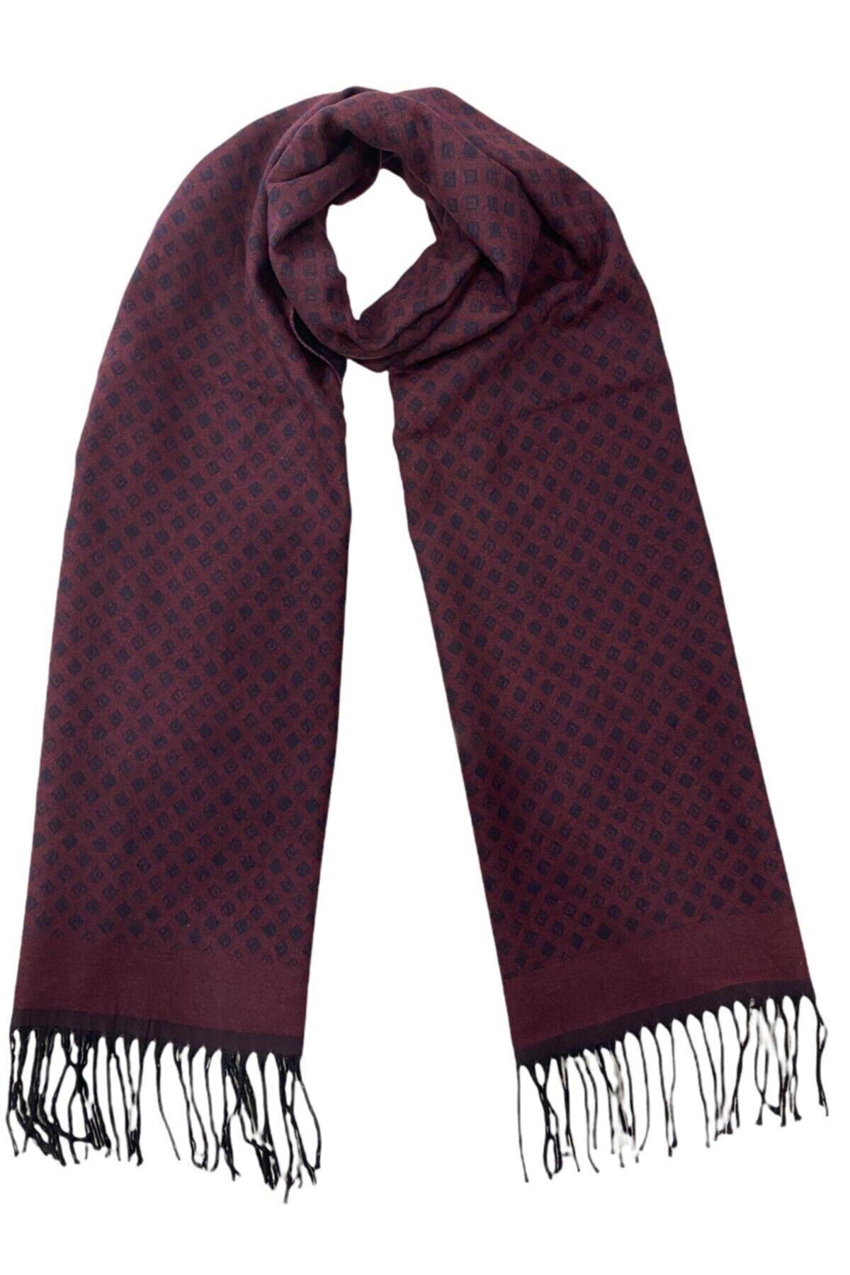 Sarar Desenli Bordo Kaşkol