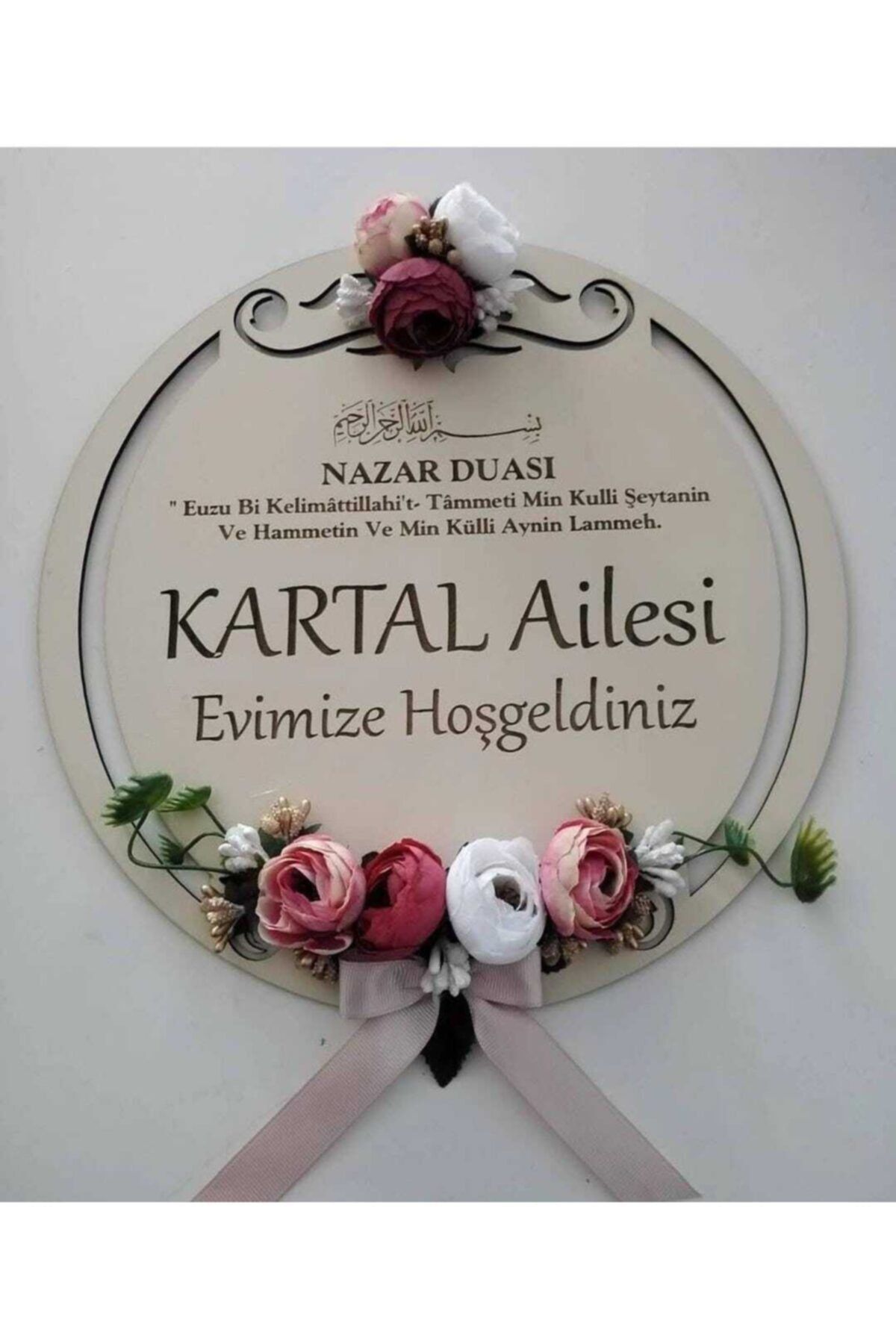 Bi Pleksi Nazar Dualı Ahşap Kapı Süsü