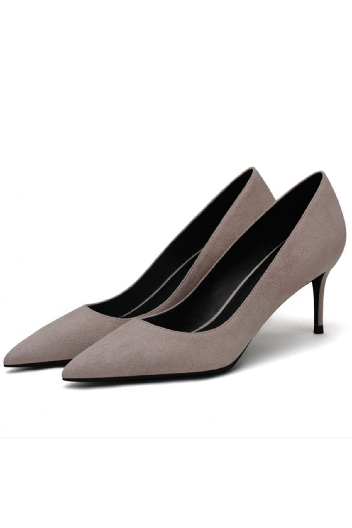 Picky Rose , Bej Süet 7cm Topuk Stiletto