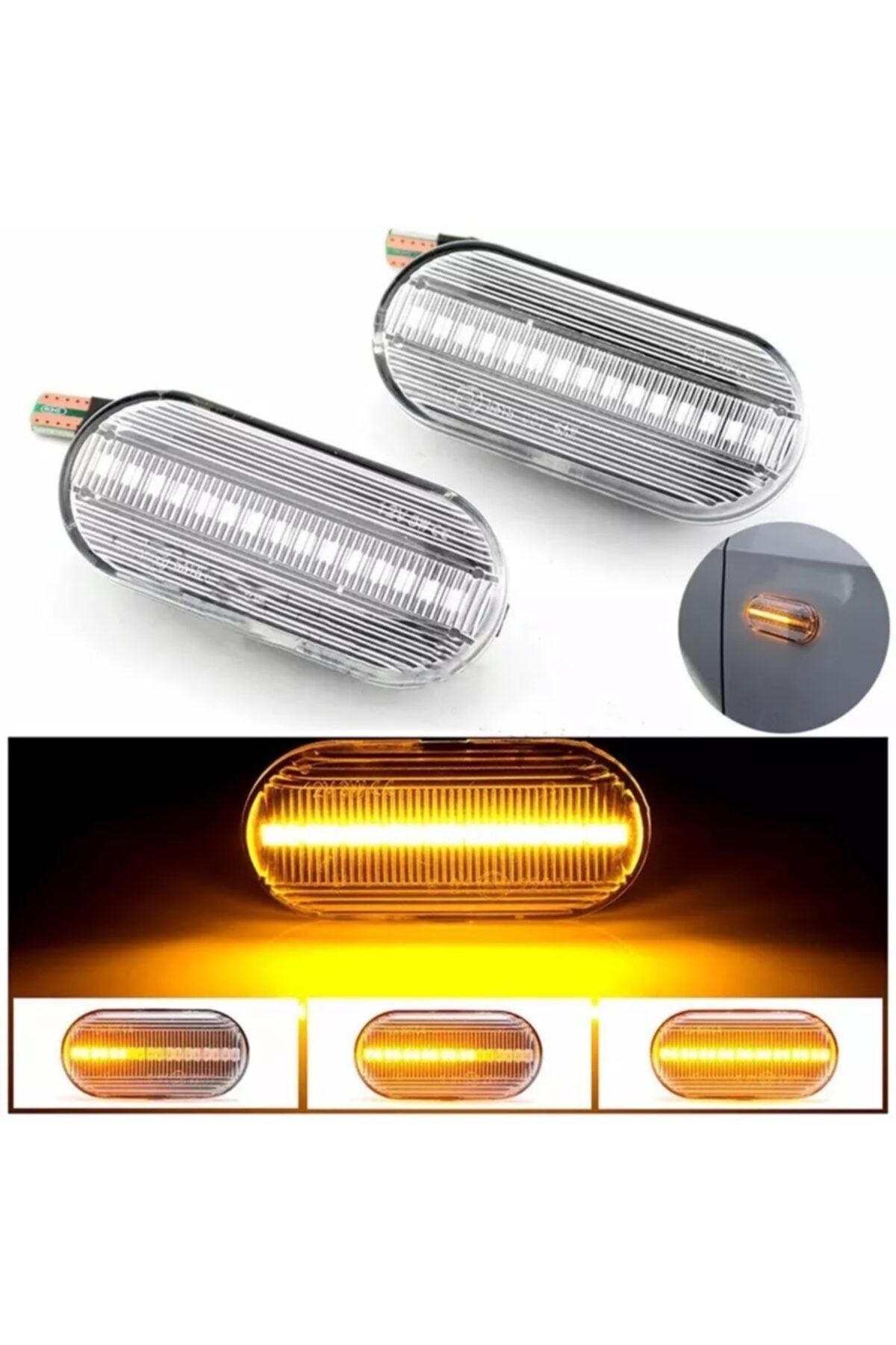 YıldızTuning Vw Golf 4 Kayar Led Çamurluk Sinyal Kristal Renk 1997-2005