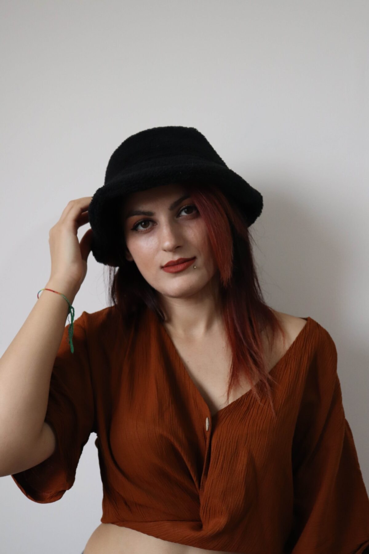 bagnumstore Kadın Siyah Renk Peluş Bucket Şapka