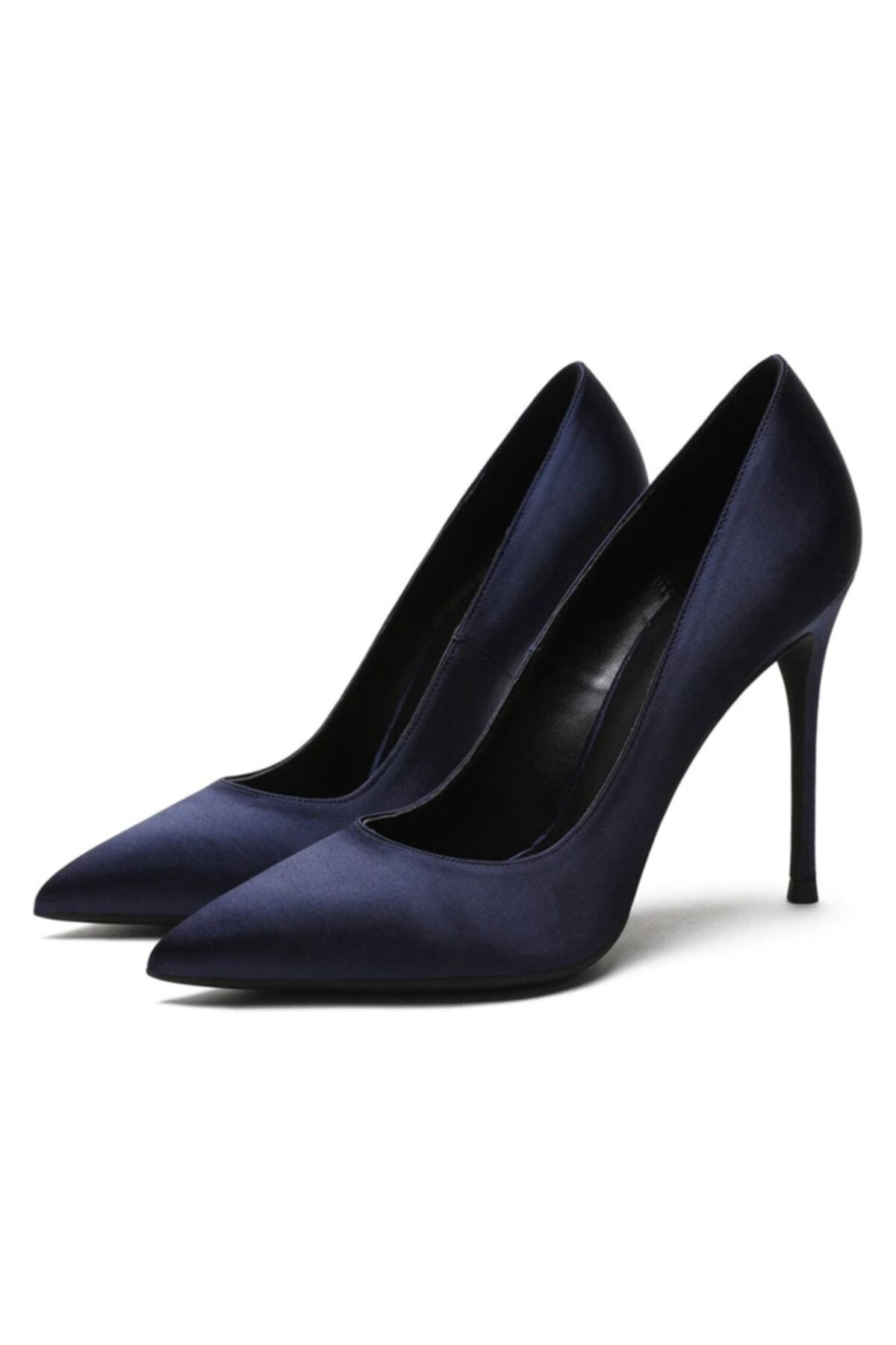 Picky Rose Lacivert Saten 10cm Topuk Stiletto