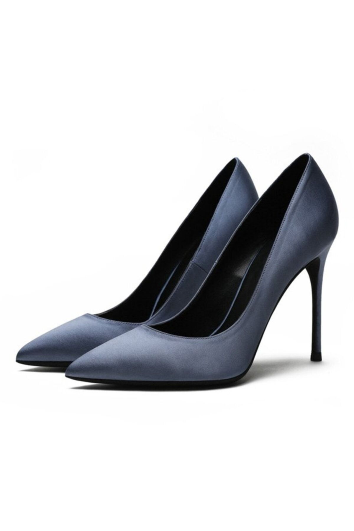 Picky Rose Açık Mavi Saten 10cm Topuk Stiletto