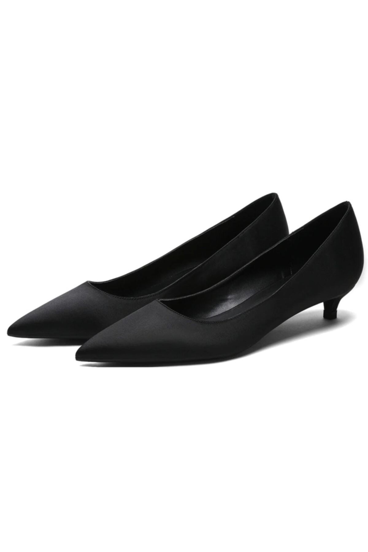 Picky Rose , Siyah Saten 3cm Topuk Stiletto