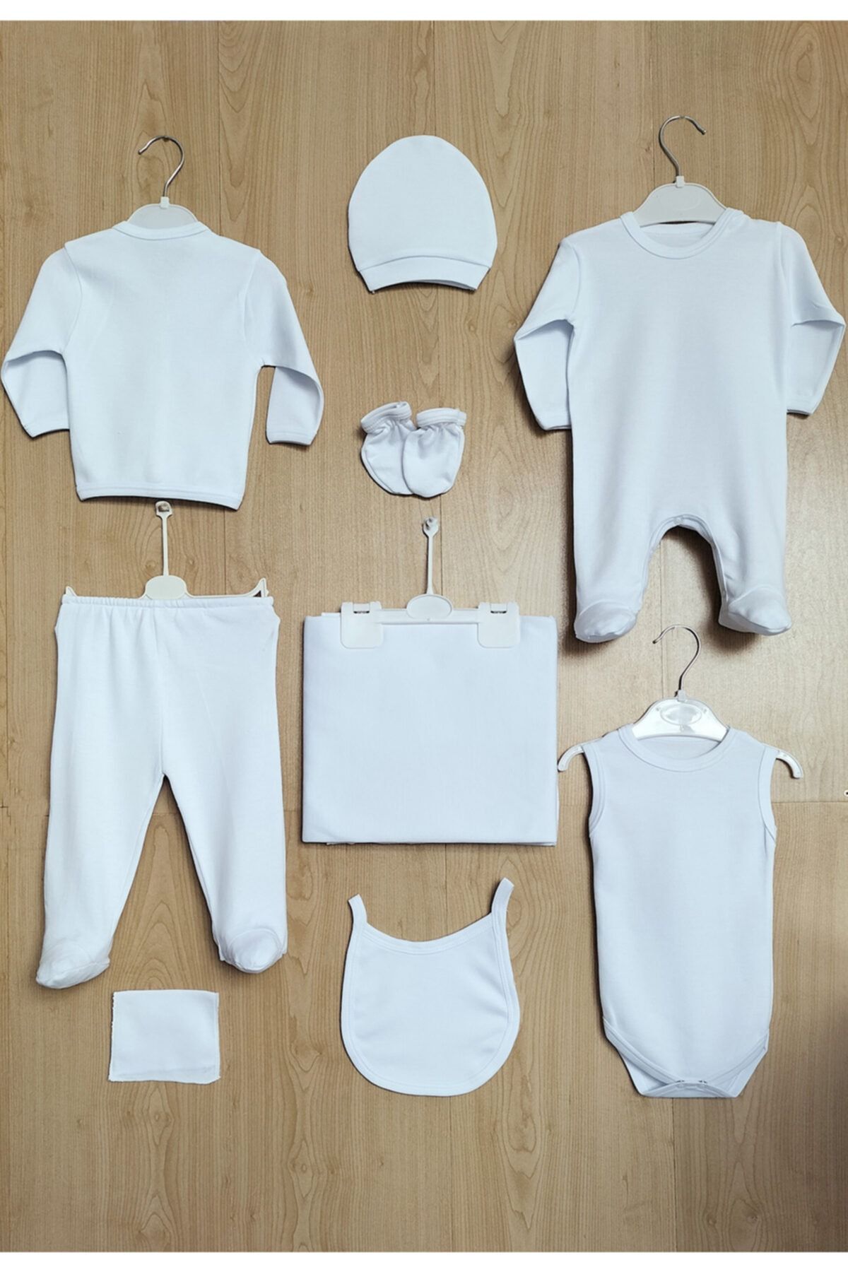 YZC HOME Liyn Baby Unisex Beyaz Yenidoğan Tulumlu Hastane Çıkışı