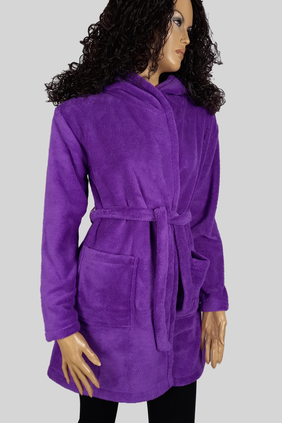 TRİKO NİSA Kapüşınlu Mor Polar Sabahlık