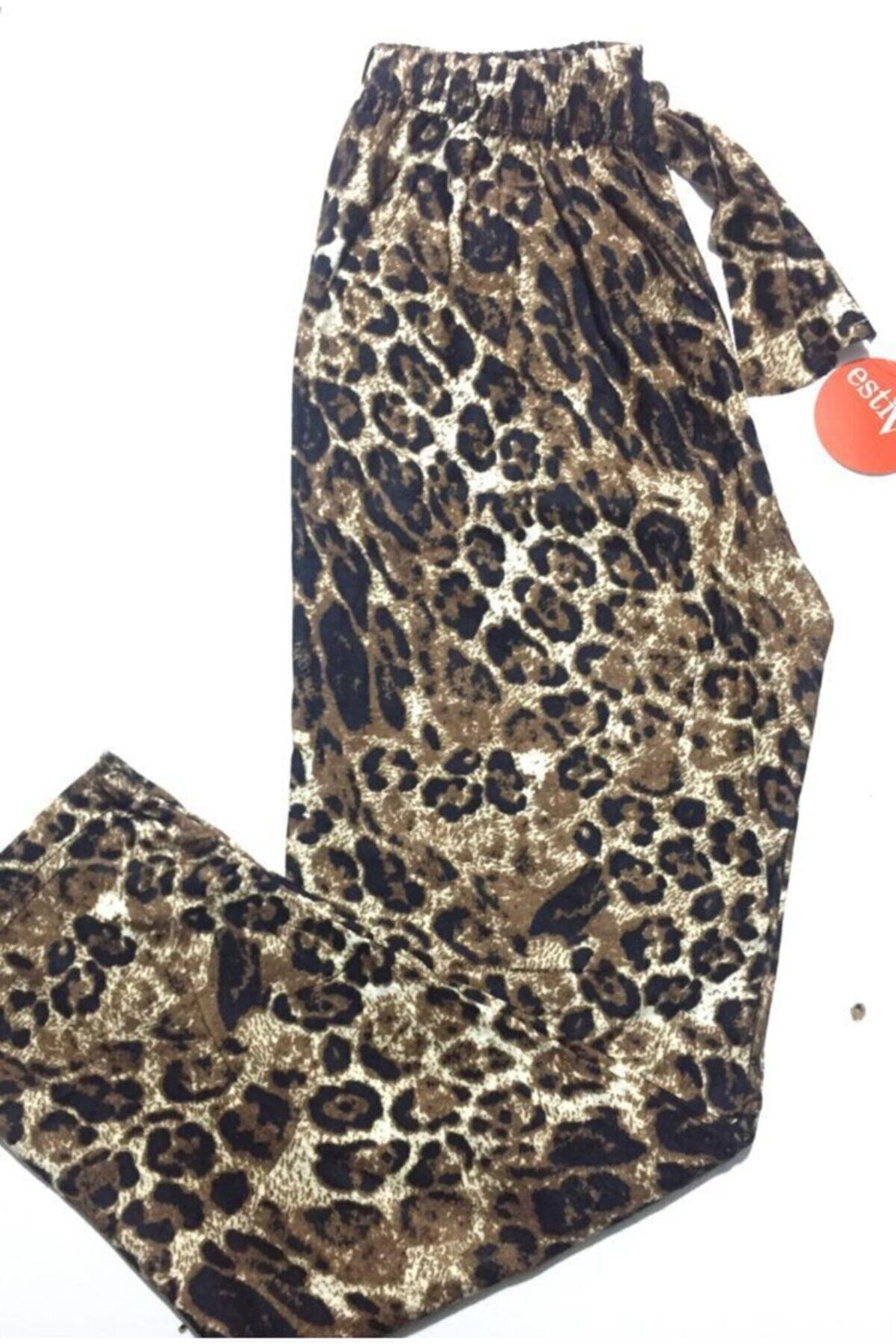 Estiva Kadın Süet Tek Alt 118 Leopar Desen