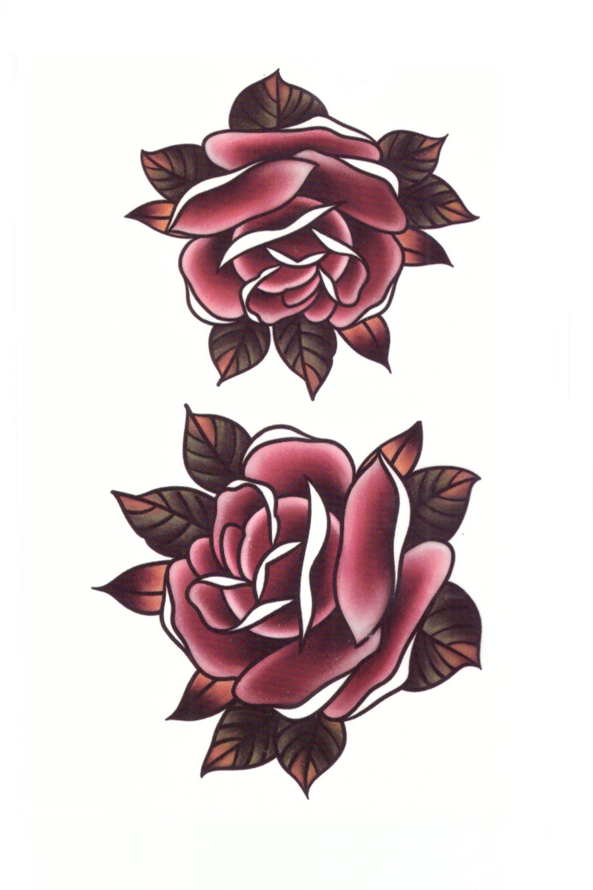 Store&Tattoo Karşılıklı Gül Geçici Dövme Orta Boy 10x15 Cm