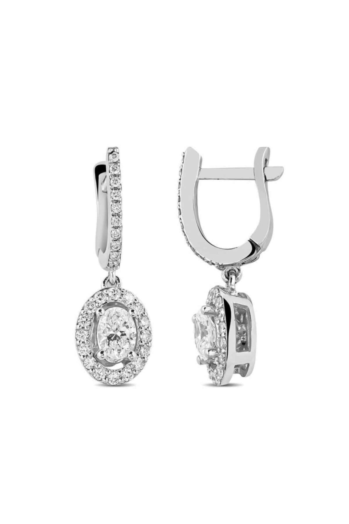 Niş Pırlanta 0,98 Karat Oval Tektaş Pırlanta Küpe
