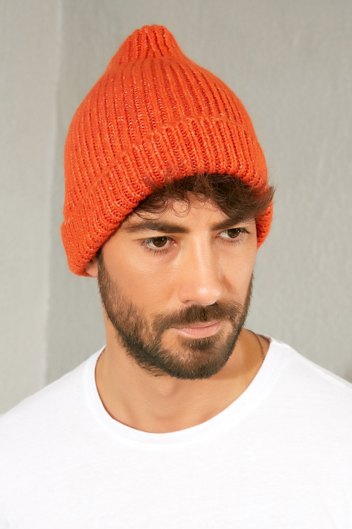 Sateen Men SATEEN TRİKO ORANJ  FİTİLLİ BERE