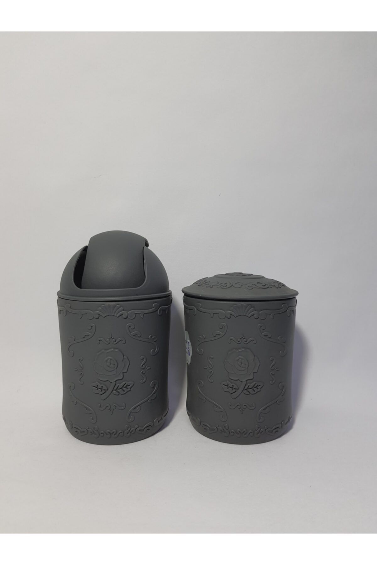 arslankaya plastik Işıksanpls. Barok Desen Mini Çöp Ve Çok Amaçlı Kutu 2 Li Set Antrasit