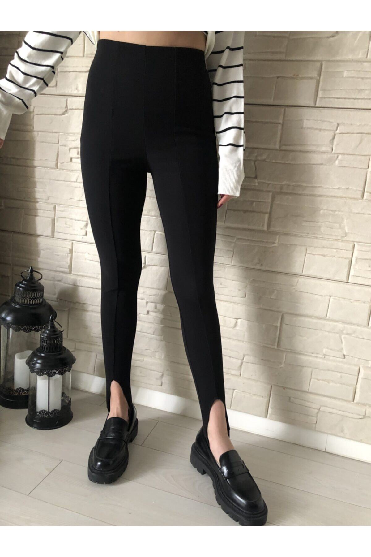 Quzu Ayak Bantlı Yüksel Bel Tayt