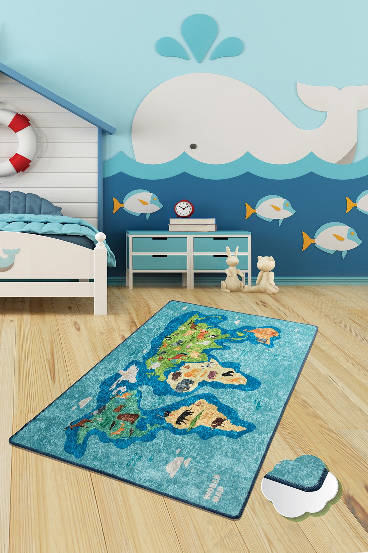 Dolce Tocco Modern Tasarım Dt2728 Bebek Çocuk Kreş Oyun Halısı Leke Tutmayan Yıkanabilir Kaymaz Taban