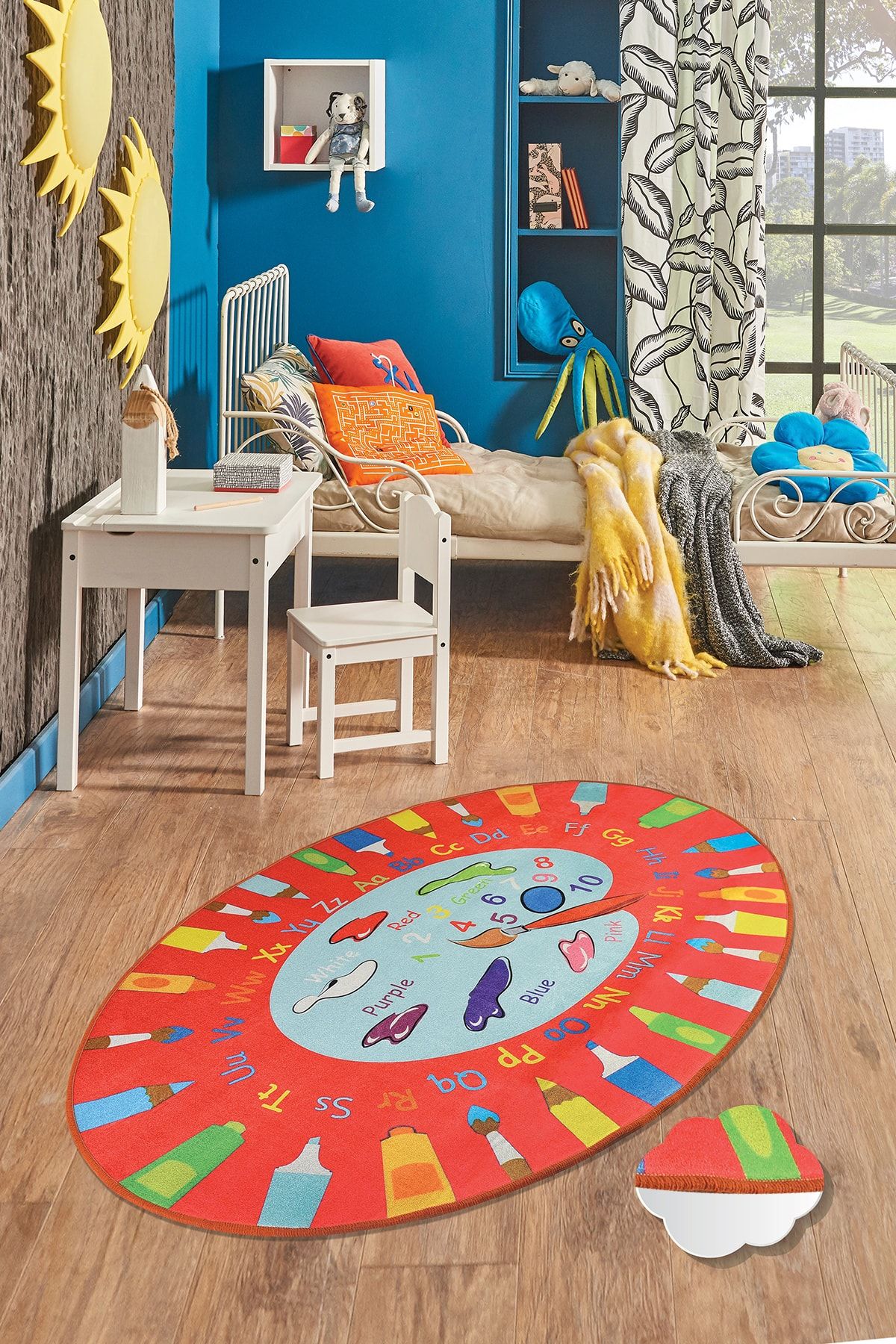 Dolce Tocco Modern Tasarım Dt2647 Bebek Çocuk Kreş Oyun Halısı Leke Tutmayan Yıkanabilir Kaymaz Taban