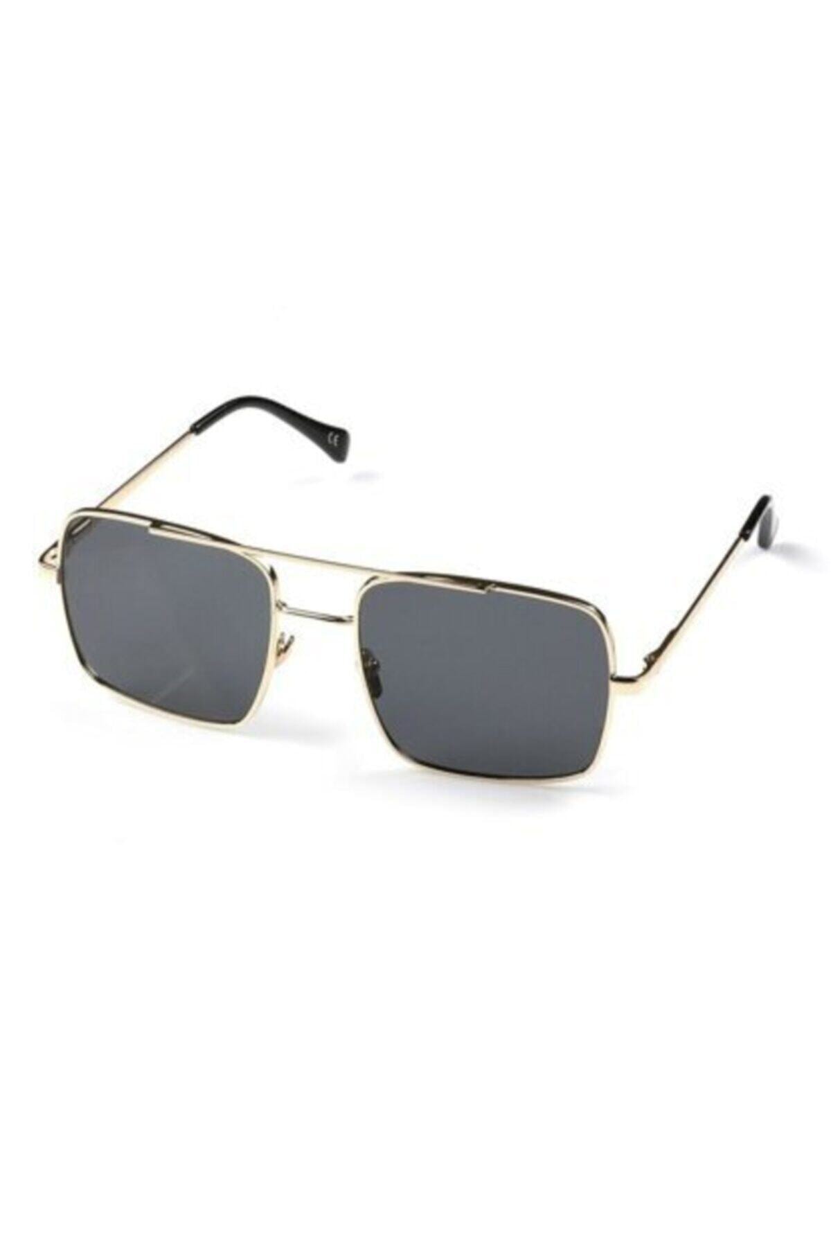 BLUE MOON GLASSES Reynmen Model Siyah Cam Gold Çerçeveli Uv400 Korumalı Pilot Güneş Gözlüğü