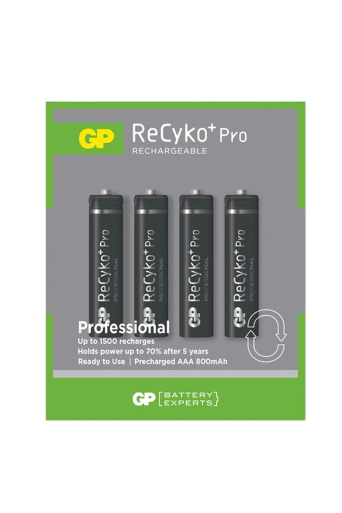GP 85aaahcb-5eb4 Pro Ince Aaa 800mah Şarjlı Pil Siyah 4lü Pkt
