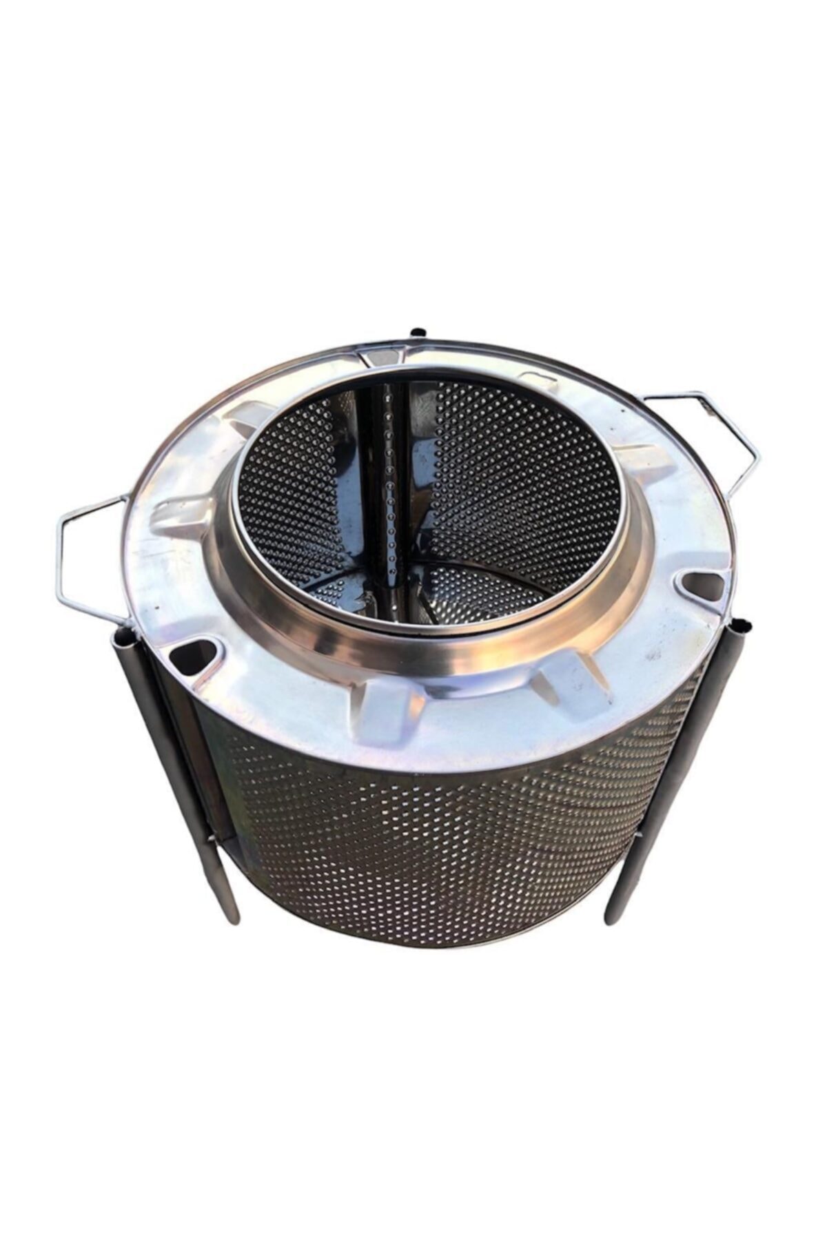 Mutfakkapında Ateş Çukuru Altı Kapalı Kulplu Model Bahçe Şöminesi Çelik