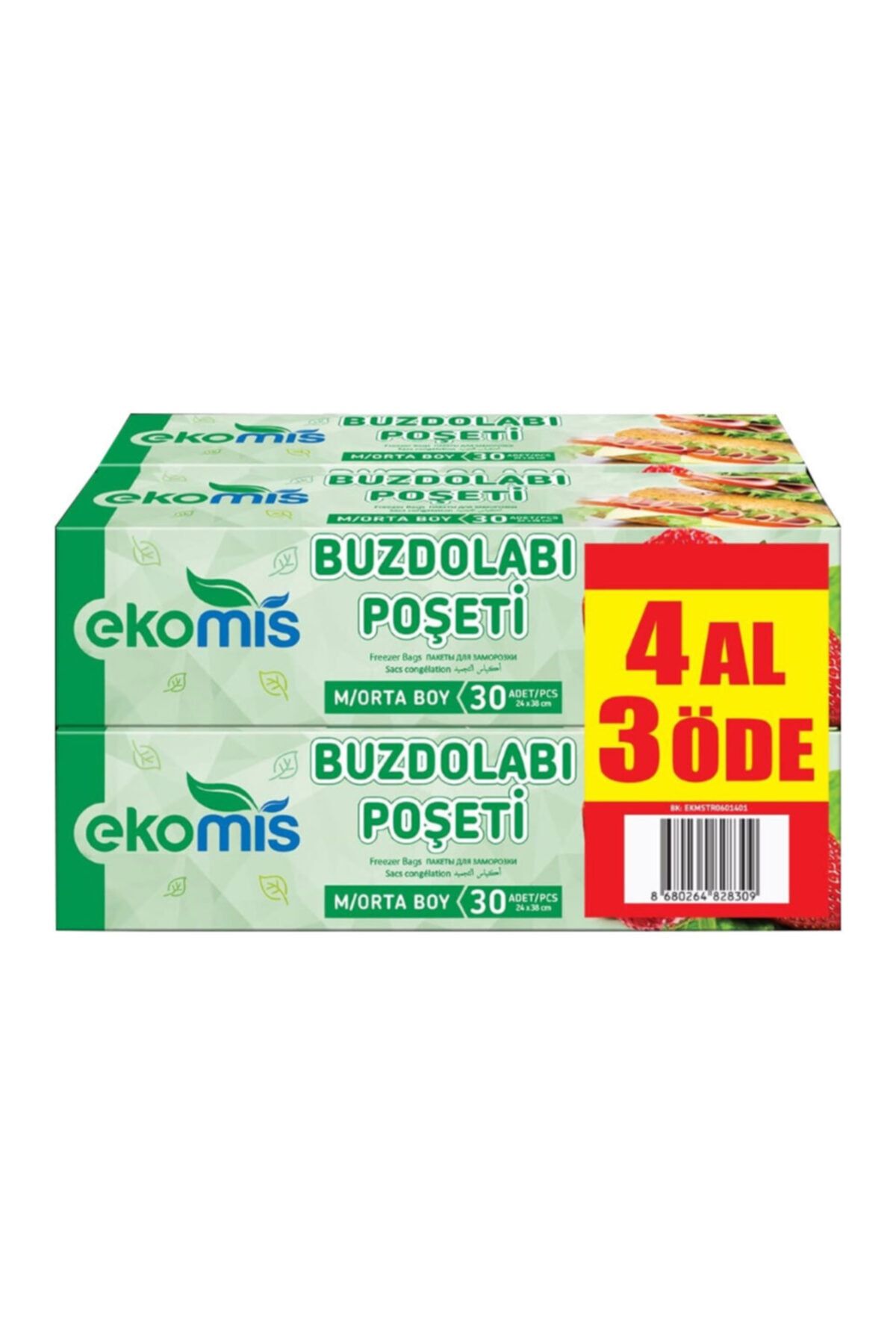 Ekomis Buzdolabı Poşeti 4 Al 3 Öde Orta Boy 24x38 Cm Tek 1 Ebat
