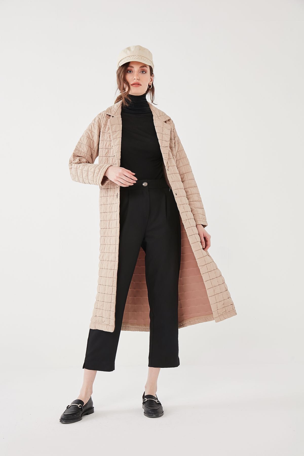 atölye21 Camel Kapitone Trench Giyçık